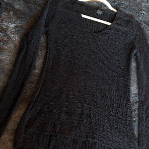 Open knit long sleeve sweater